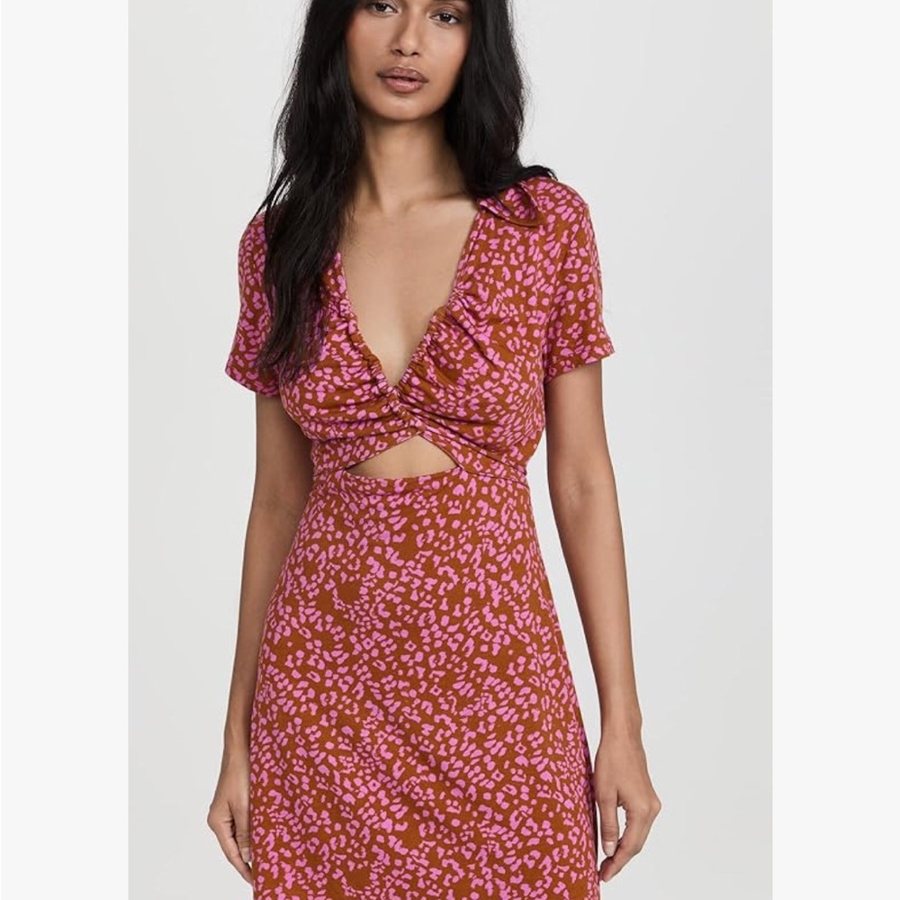 New with tags Free People Red and White Cut Out Tie Front Midi Dress